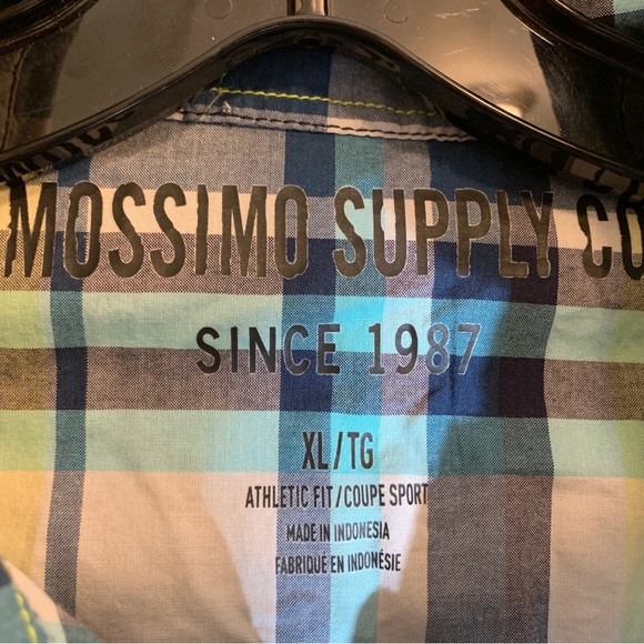 Mossimo Men’s LS Pearl Snap Shirt Blue Aqua White Plaid XL Athletic Fit Western - Picture 4 of 4